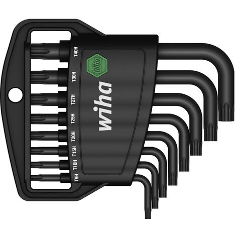 Wiha Jeu de clés mâles en étui Classic TORX® Tamper Resistant (avec alésage), 8 pcs, oxydées noir (36462) (1/2)