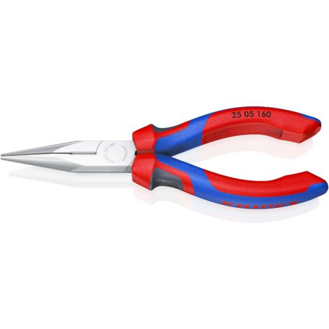 KNIPEX 25 05 160 Pince demi-ronde avec tranchant (pince radio) avec poignées comfortables chromée