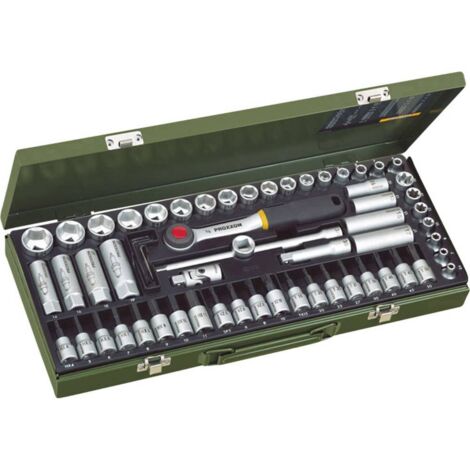 Proxxon – Coffret cliquet et douilles 65 pièces – Douilles de 6 à 24 mm – Acier Chrome-Vanadium – Poignée TPR – 23112