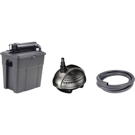 Filtre de bassin 50238 – Débit max 1500 l/h – Pompe 25W avec destructeur d'algues UVC – Pour bassin jusqu'à 5000 l – Pontec
