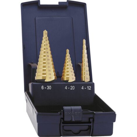 Jeu de forets étagés HSS Exact 5351 4 - 12 mm, 4 - 20 mm, 6 - 30 mm TiN 1 set - 3 pièces C55845 (1/5)