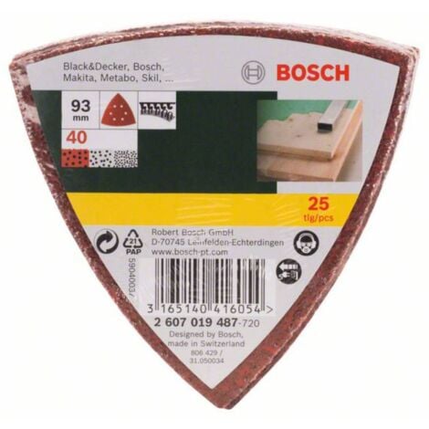 Feuille abrasive Delta avec bande auto-agrippante, perforé Bosch Accessories 2607019487 Grain 40 Cote d'encoignure 93 m
