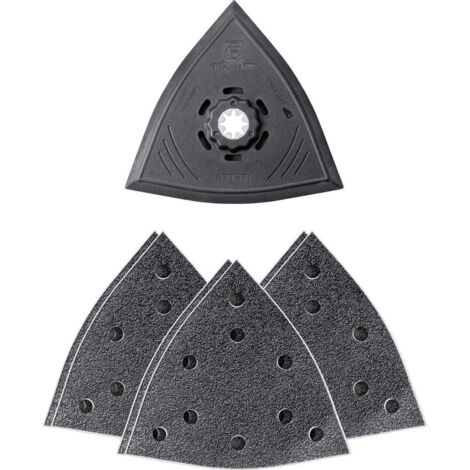 Fein – Set de ponçage triangulaire 7 pièces – Grain 60/80/180 – Pour bois dur et teck – Fixation StarlockPlus – Longueur 130mm - 63806204210 (1/7)