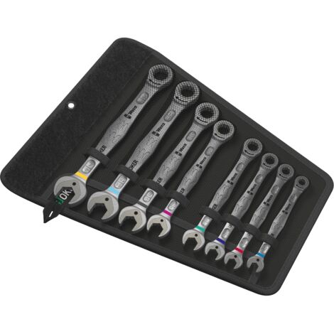 Wera – Jeu de clés mixtes à cliquet 8 pièces 5020012001 – Acier chrome-molybdène – Fonction de maintien – Angle de pivotement 30°
