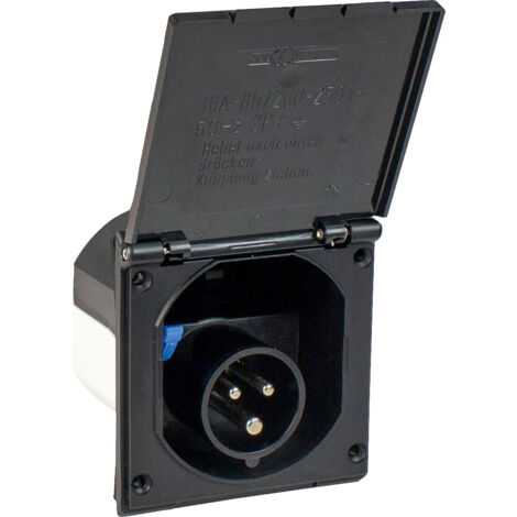 CEE Caravan-Einspeisungsstecker 3polig schwarz 230V 16A IP44