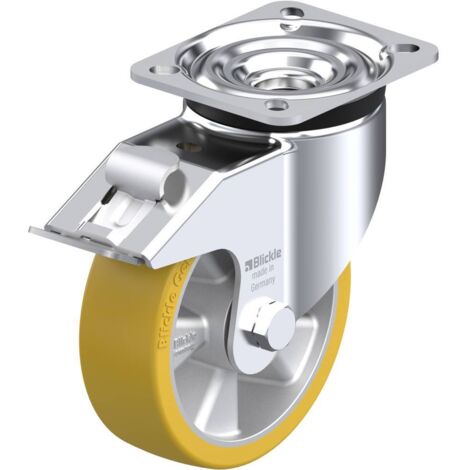 Roulette charge lourde 125mm – Frein de stationnement – Capacité 350 kg – Matériau élastomère-polyuréthane – Roulement à billes double – Blickle