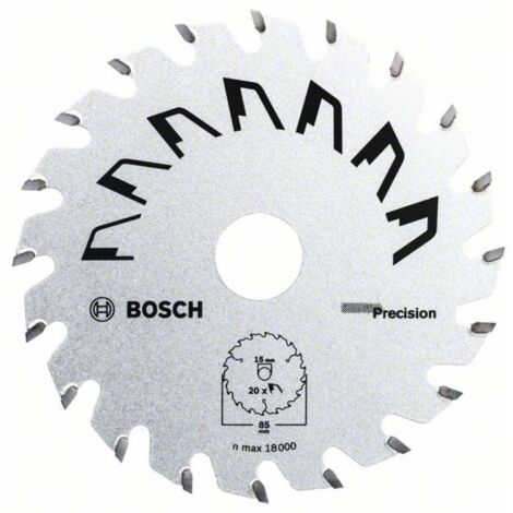 Bosch – Lame de scie circulaire 85 mm 20 dents – 2609256D81 – Carbure de tungstène pour bois dur – Ø alésage 15 mm – Coupe précise et durable