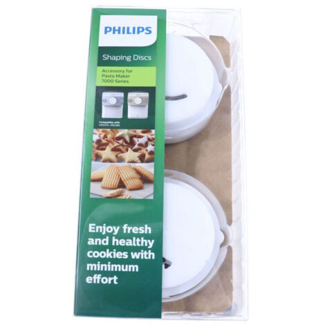 Philips – Plaques biscuits pour pâtes HR245509 – Kit avec 2 disques de forme – Préparation biscuits sains avec 50 % de beurre en moins