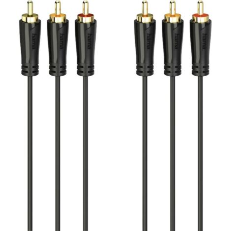 Câble de raccordement Hama Cinch-RCA AV [3x Cinch-RCA mâle - 3x Cinch-RCA mâle] 1.5 m noir (1/2)