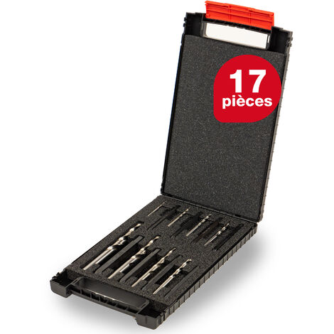 Wiha Jeu d'extracteurs de vis cassées Six pans avec foret hélicoïdal, 17 pcs y compris un coffret (03988)