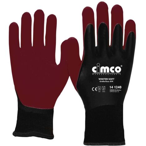 Cimco 141241 Winter Soft dunkelrot/schwarz Vinyle Gants de travail Taille (gants): 9, L EN 388 1 paire(s) (1/2)