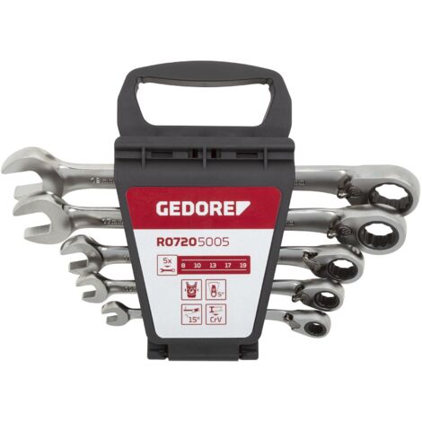 GEDORE RED 3300872 - Jeu de mâchoires à cliquet à anneau SW8-19mm 5 pcs , R07205005 (1/5)