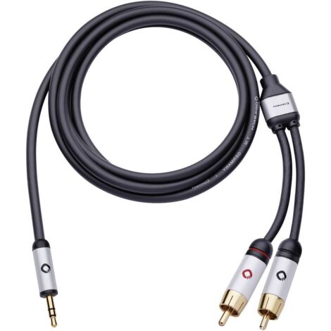 Câble audio Oehlbach 60006 [2x Cinch-RCA mâle - 1x Jack mâle 3.5 mm] 5.00 m noir contacts dorés R68840 (1/3)