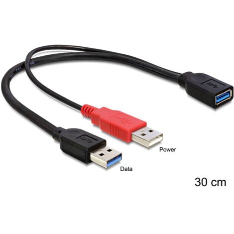 Delock Câble USB USB 3.2 Gen1 (USB 3.0) USB-A mâle, USB-A femelle 0.30 m noir contacts dorés, certifié UL 83176