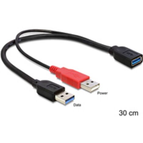 Delock Câble USB USB 3.2 Gen1 (USB 3.0) USB-A mâle, USB-A femelle 0.30 m noir contacts dorés, certifié UL 83176