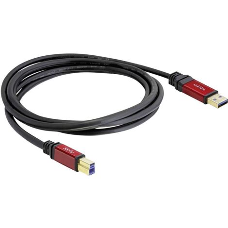 Delock Câble USB USB 3.2 Gen1 (USB 3.0) USB-A mâle, USB-B mâle 1.00 m rouge, noir contacts dorés, certifié UL 82756