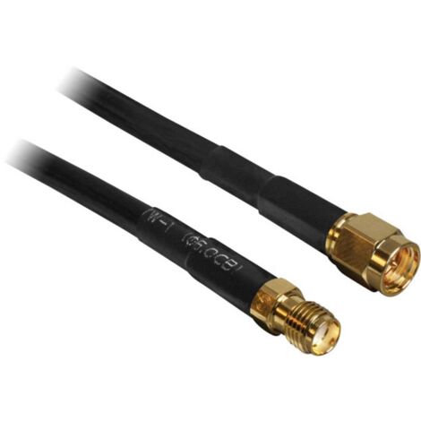 Rallonge pour antenne WiFi Delock 88443 [1x SMA mâle - 1x SMA femelle] 2.00 m noir contacts dorés