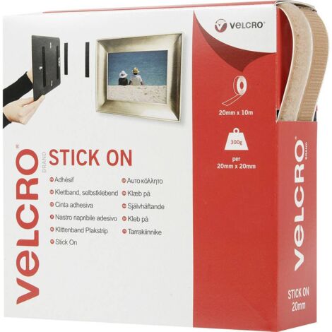 VELCRO® VEL-EC60221 Bande auto-agrippante à coller partie velours et partie agrippante (L x l) 10000 mm x 20 mm beige 1