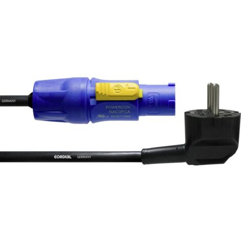 Câble de raccordement alimentation Cordial CFCA 1,5 SRC [1x Prise mâle + contact de protection - 1x PowerCon mâle] bleu (1/2)