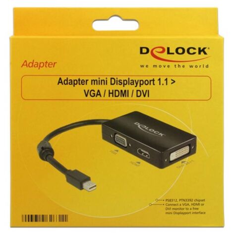 Delock 62631 DisplayPort / VGA / HDMI / DVI Adaptateur [1x Mini port Display mâle - 1x VGA femelle, HDMI femelle, DVI f