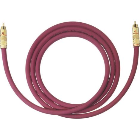 Cinch-RCA audio Câble de raccordement [1x Cinch-RCA mâle - 1x Cinch-RCA mâle] 3.00 m bordeaux contacts dorés Oehlbach N