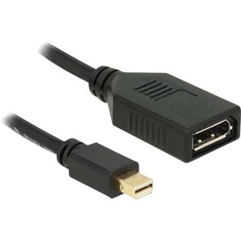 Adaptateur DisplayPort Delock 65554 [1x Mini port Display mâle - 1x DisplayPort femelle] 21.00 cm noir avec noyau en fe (1/3)