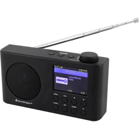 Radio de table Internet IR6500SW – DAB+, FM, Bluetooth, USB-C, batterie Li-IO 2200 mAh, écran couleur 2,4 pouces – Rechargeable noir – Soundmaster - W818172