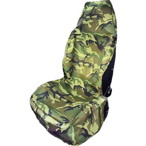 Housse de protection de siège pour garage HP Autozubehör 19333 polyester vert camouflage siège passager, siège conducte (1/2)