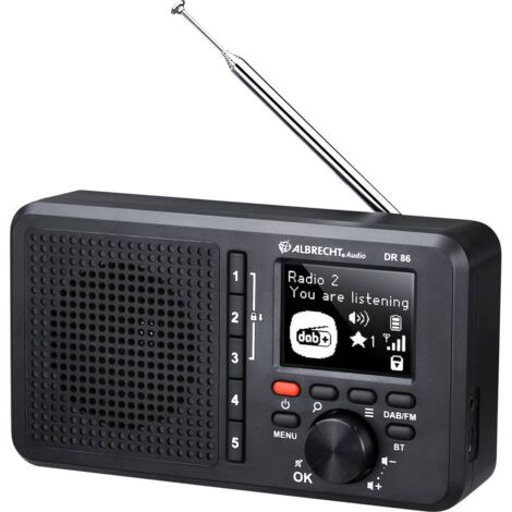 Albrecht DR 86 Radio de table DAB+, FM rechargeable noir
