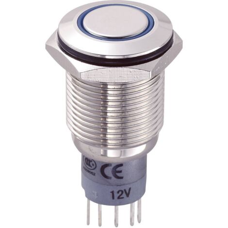 Bouton-poussoir antivandalisme TRU COMPONENTS LAS2GQF-11E/B/12V/N/P 701857 250 V/AC 3 A 1 x On/(On) IP67 à rappel 1 pc( (1/3)