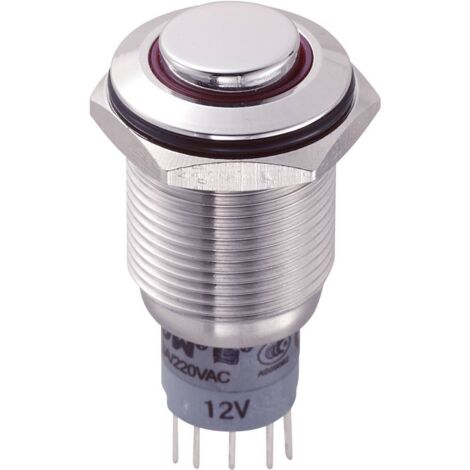 Bouton-poussoir antivandalisme TRU COMPONENTS LAS2GQH-11E/R/12V/S/P 701945 250 V/AC 3 A 1 x On/(On) à rappel 1 pc(s) (1/3)