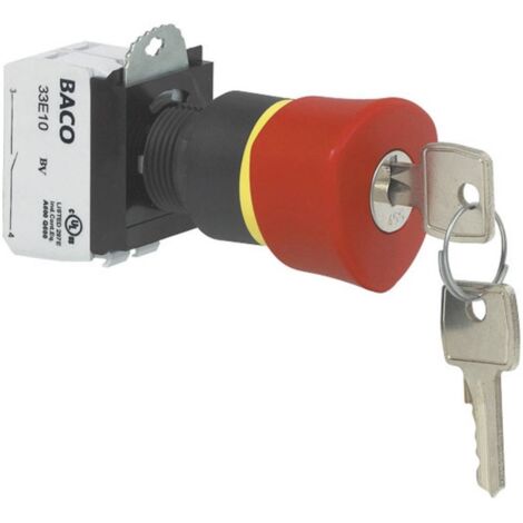 BACO L22GR01B Arrêt d'urgence collerette plastique, noir, avec affichage de statut 600 V 10 A IP69K 1 pc(s) (1/3)