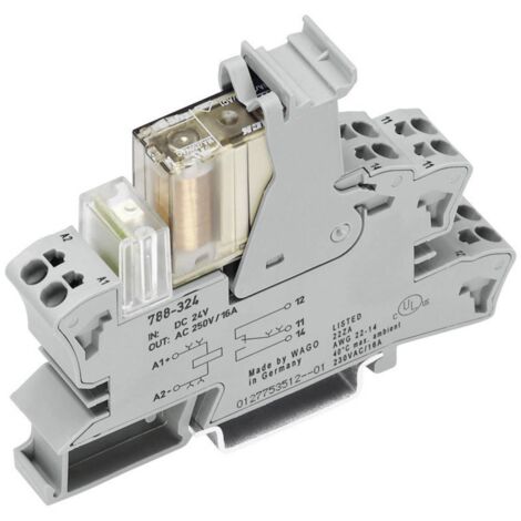 WAGO 788-346 Module relais Tension nominale: 24 V/DC Courant de commutation (max.): 8 A 2 inverseurs (RT) 1 pc(s) (1/3)