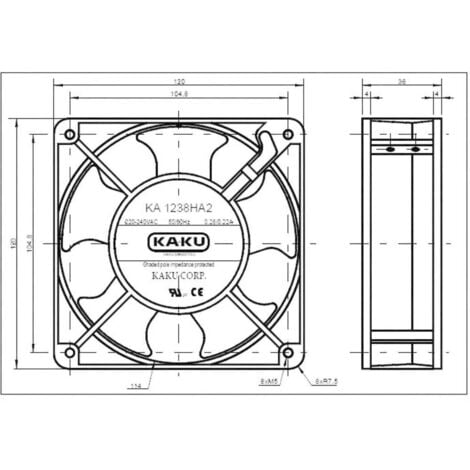 SEPA KA1238XA2BMT Ventilateur axial 230 V/AC 178 m³/h (L x l x H) 120 x 120 x 38 mm