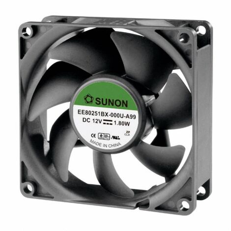Ventilateur axial 12 V/DC 76.45 m³/h – EE80251BX000UA99 – Moteur DR MAGLev silencieux – Dimensions 80 x 80 x 25 mm – Sunon - Q62443 (1/2)