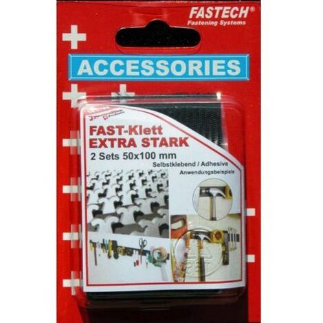 FASTECH® 730-330-2C Bande auto-agrippante hotmelt à coller partie velours et partie agrippante, extra-fort (L x l) 100 mm x 50 mm noir 2 paire(s) S26695 (1/3)