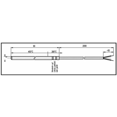 Capteur de température Enda K1-TC-J-6x60-2M sonde J Plage de mesure de température -50 à 400 °C Longueur du câble (déta (1/2)