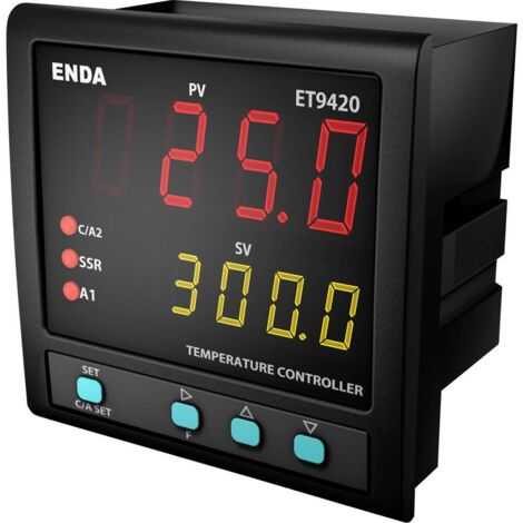 Enda ET9420-230 PID Régulateur de température Pt100, J, K, T, S, R Relais 2 A, SSR (L x l x H) 88 x 96 x 96 mm (1/3)