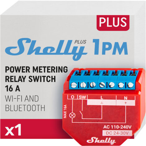 Shelly – Actionneur de commutation Wi-Fi 16 A avec mesure de consommation – Protection contre surchauffe – Compatible avec Alexa et Google