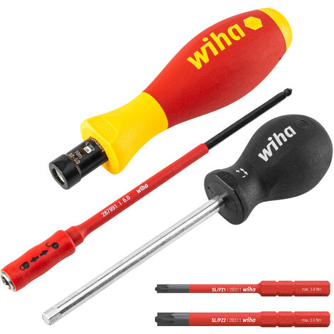 Wiha Jeu de tournevis dynamométriques TorqueVario®-S electric 0,8-5,0 Nm PlusMinus/Pozidriv, 5 pcs à couple limité à réglage variable (38074)