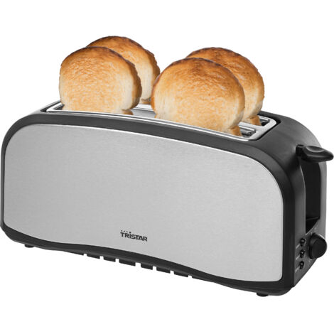 Tristar BR-1046 Double toaster à fente large avec grille spéciale viennoisieries gris, noir