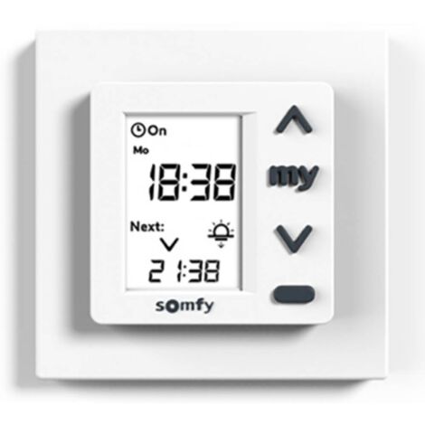 Somfy – Commutateur mural 1870904 – Relais 3A – Programmation journalière et hebdomadaire – Pour volets roulants et stores