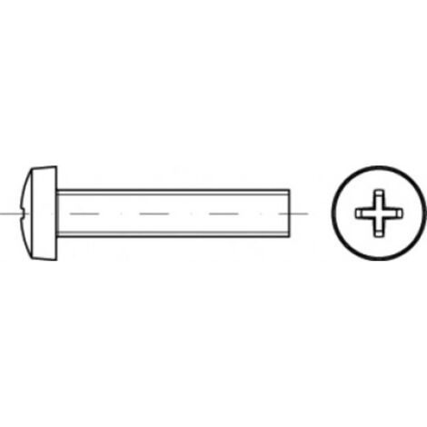 TOOLCRAFT TO-5430876 Vis cylindrique à tête bombée M2,5 16 mm cruciforme acier étamé par galvanisation 200 pc(s) (1/2)