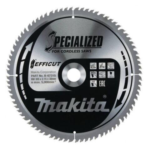 Makita – Lame de scie circulaire 305 mm – B67315 – 80 dents pour bois dur – Alésage 30 mm – Coupe rapide et précise