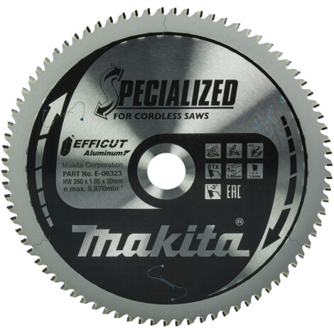 Makita – Lame de scie circulaire E06323 260 mm – Alésage 30 mm – 81 dents TCT pour aluminium – Coupe rapide et précise (1/4)