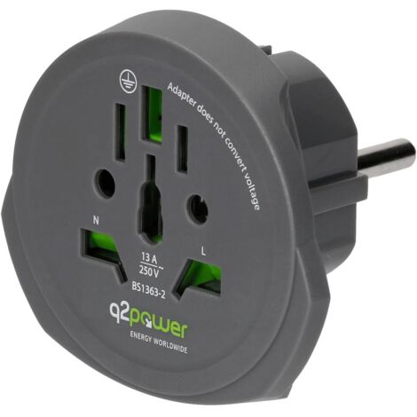 Adaptateur de voyage World to World USB - Q2Power