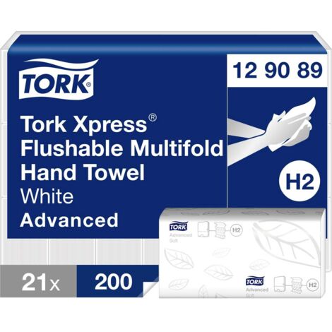 TORK 129089 Xpress® Essuie-main en papier (L x l) 24 cm x 21.3 cm blanc 21 pc(s) (1/4)