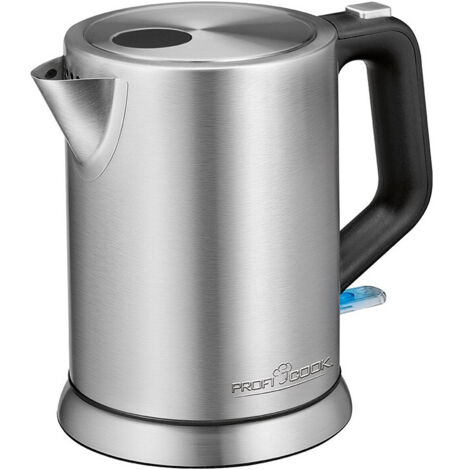 Bouilloire inox 1L 2200W – Couvercle de sécurité verrouillable – Technologie sans câble – Indicateur de niveau d'eau externe – Proficook