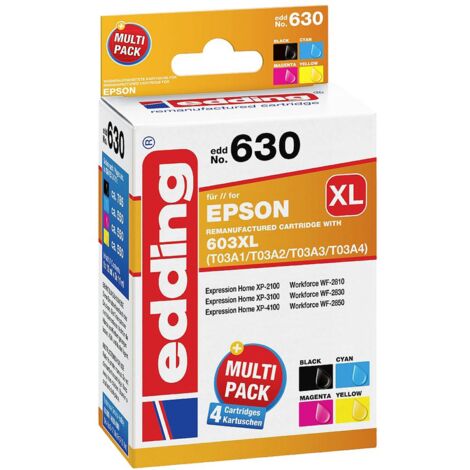 Edding Ink set remplace Epson 603XL (T03A1/A2/A3/A4) compatible noir, cyan,  magenta, jaune EDD