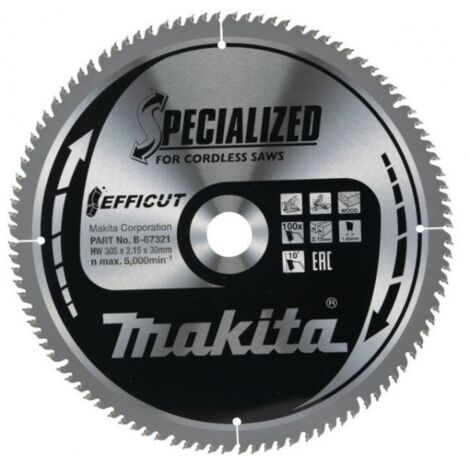 Makita – Lame de scie circulaire 305 mm B67321 – 100 dents Efficut pour bois dur – Alésage 30 mm – Coupe rapide et précise (1/6)